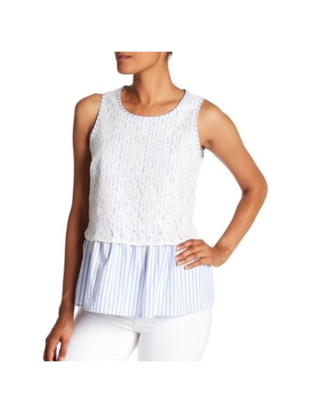 Pleione Blue Lace Overlay Tank